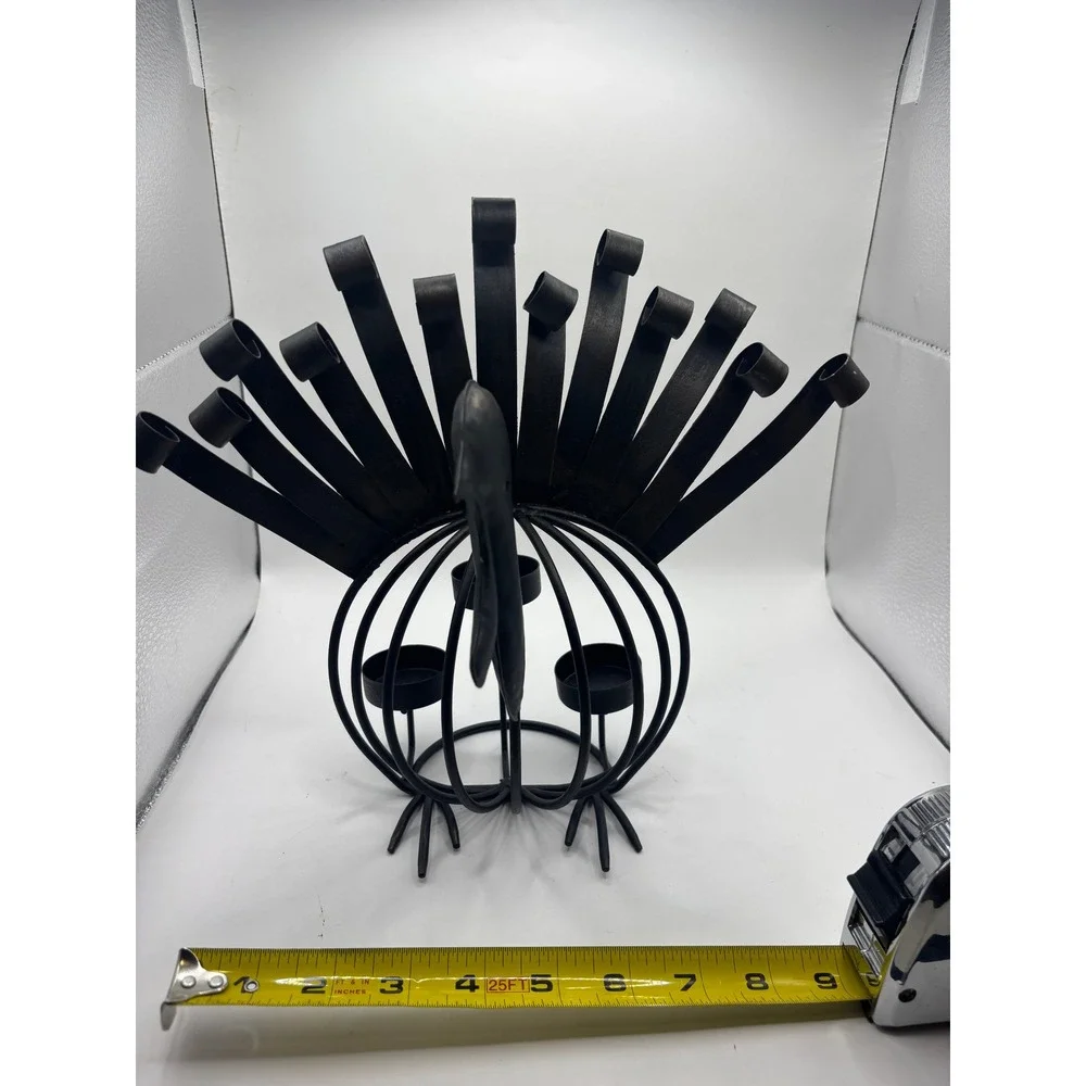 Turkey Tea Light Holder Black Wrought Iron Thanksgiving Decor